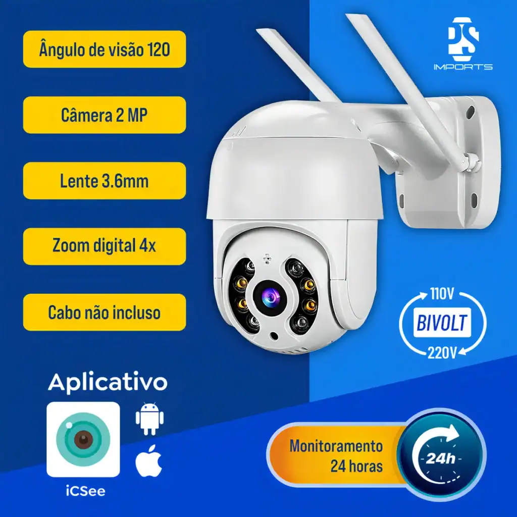 Kit 2 câmeras Ip Icsee Prova D'água Infravermelho Externa WiFi é ótima