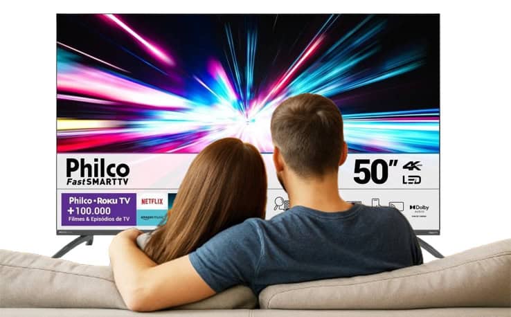 Veja filmes como se estivesse no cinema com Smart TV 50” Philco LED Dolby Audio